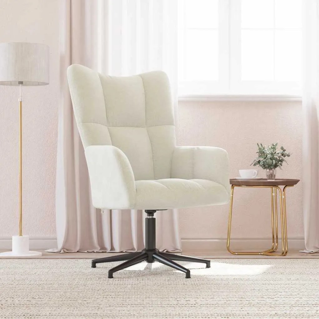 vidaXL Cadeira de descanso veludo branco nata