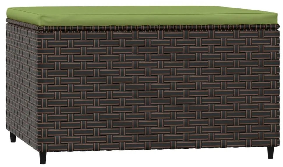 Apoios de pés para jardim com almofadões 2 pcs vime PE castanho