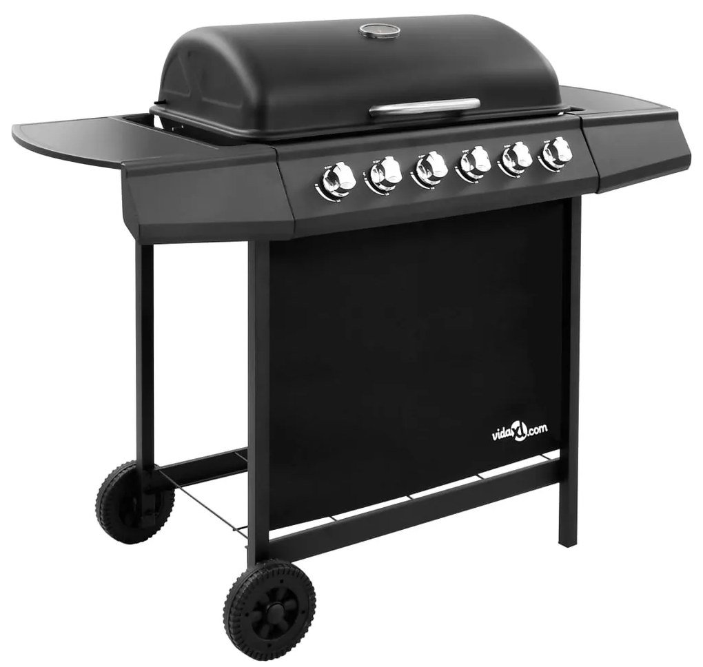 vidaXL Grelhador/barbecue a gás 6 discos preto