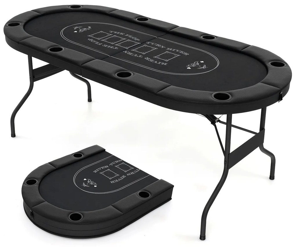 Mesa de pôquer dobrável de 1,8 m para jogo de lazer de cassino Blackjack Texas Hold'em - Verde