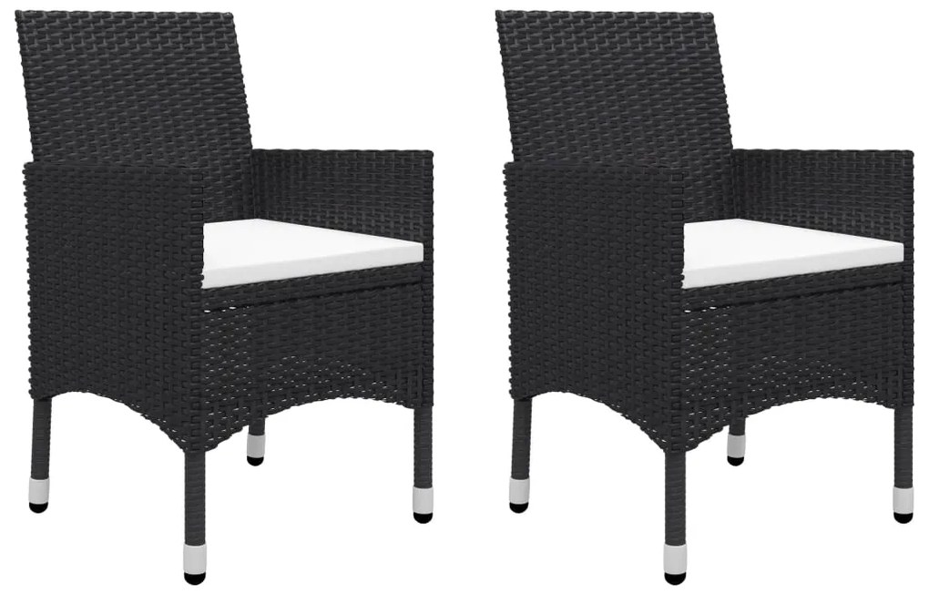 3 pcs conjunto bistrô p/ jardim vime PE e vidro temperado preto