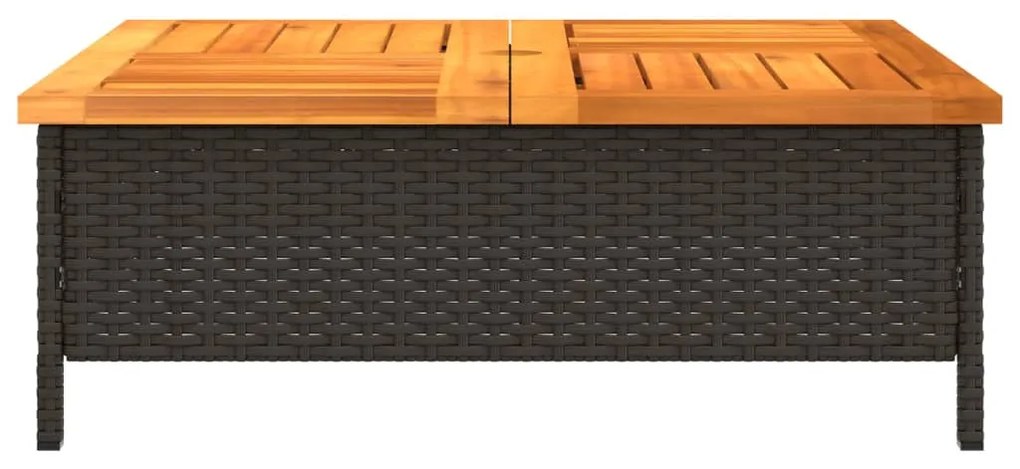 Mesa de jardim 70x70x25 cm vime e madeira de acácia preto