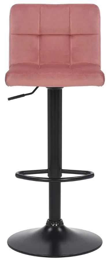 Conjunto de 4 bancos de bar em veludo com estrutura preta 85-106 x 40 x 50 cm rosa