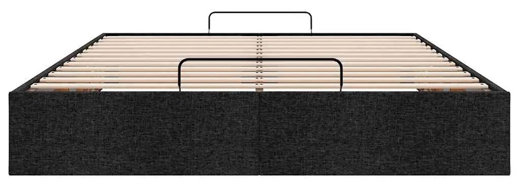 Estrutura de cama otomana sem colchão 140x200 cm tecido preto