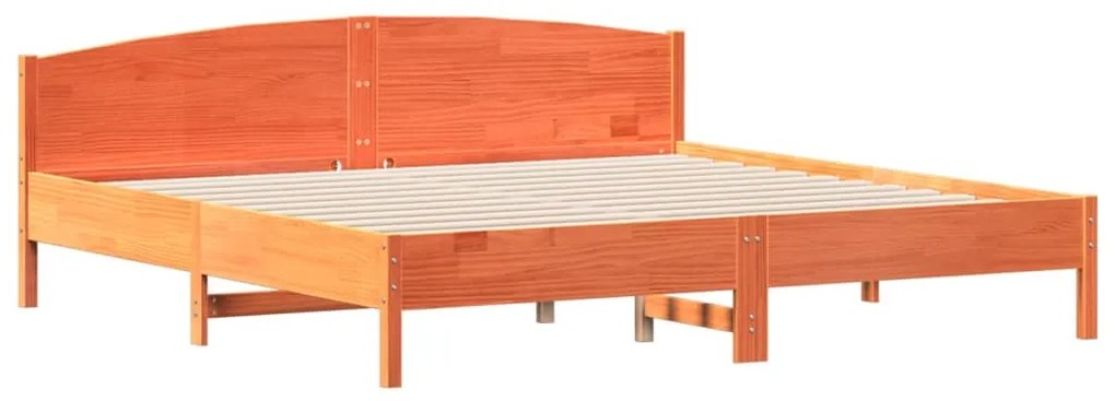 Cama sem colchão 200x200 cm pinho maciço castanho-mel