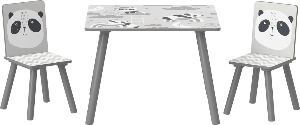 Conjunto de Mesa e Cadeiras para Crianças de 3 Peças Mesa Infantil com 2 Cadeiras Conjunto de Móveis para Atividades Cinza