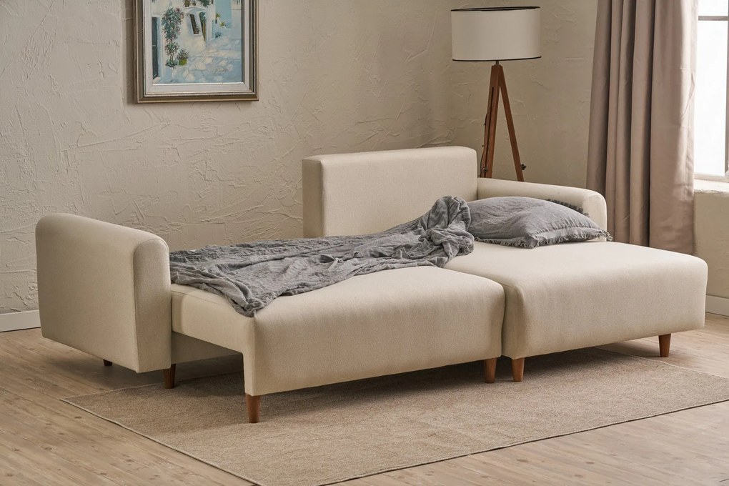 Sofá-Cama de Canto Mane – Creme – 246x85x160 cm