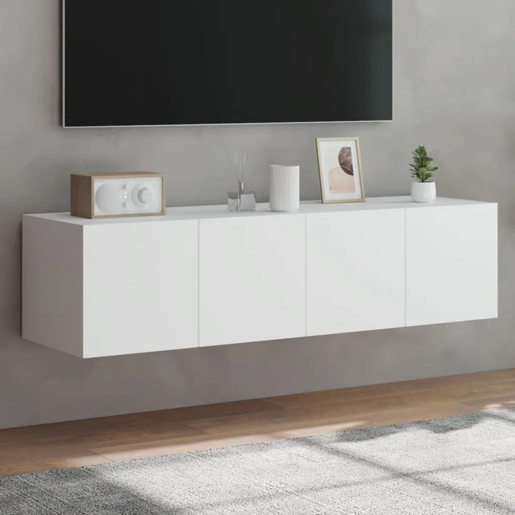 vidaXL Móveis de parede p/ TV com luzes LED 2 pcs 60x35x31 cm branco