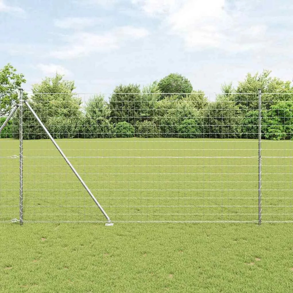 Cercado Euro com 7 Postes de Espeto 1,5 x 10 m em Aço Galvanizado