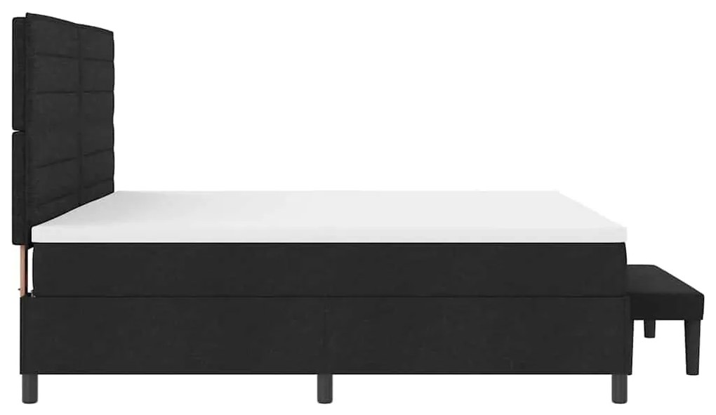 Cama com Box Spring com Colchão &amp; Banco Preto 200x200 cm Tecido