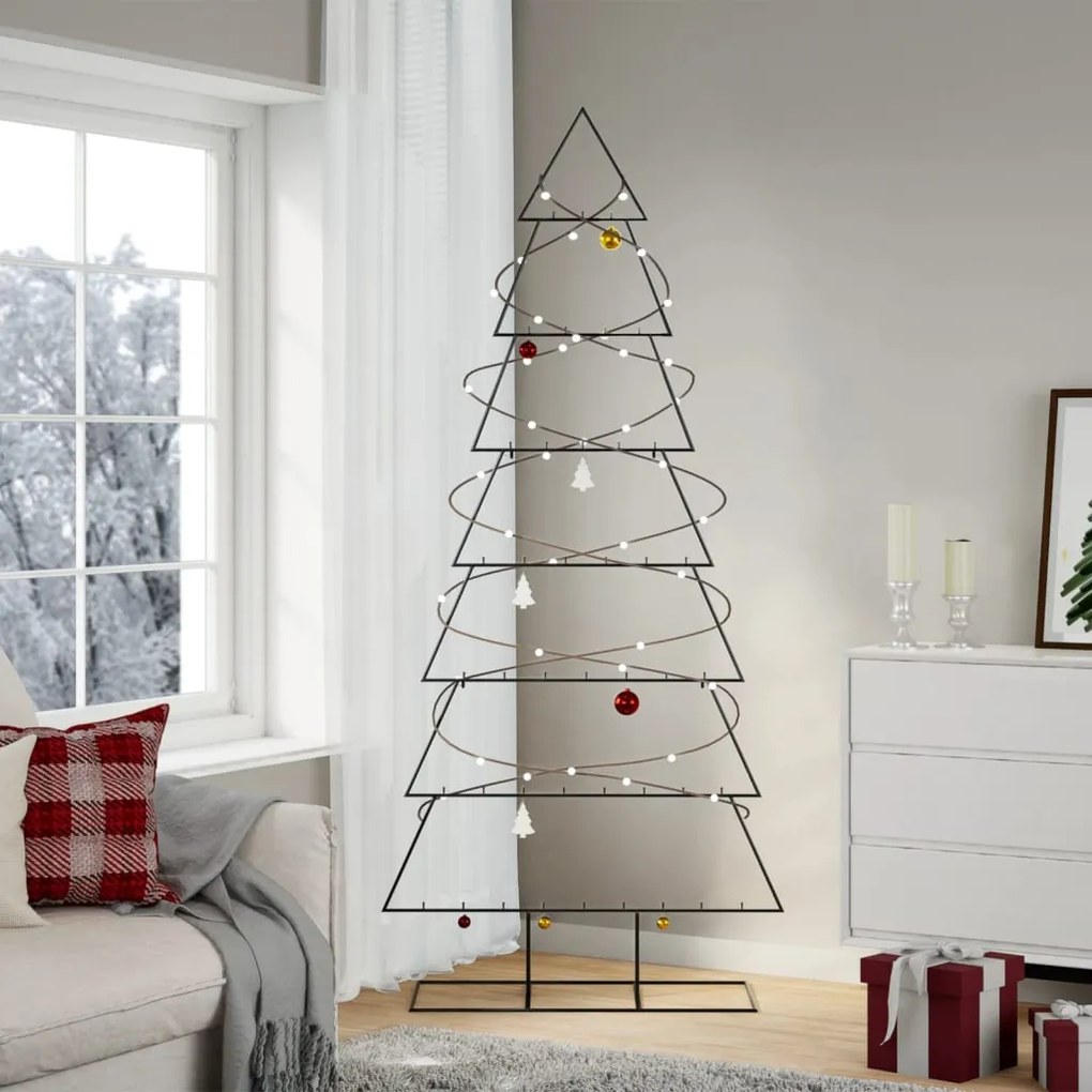 vidaXL Árvore de Natal para decoração 210 cm metal preto