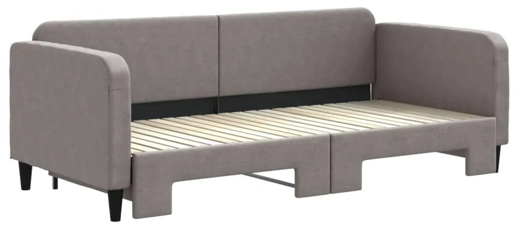 Sofá-cama com gavetão 90x200 cm tecido cinzento-acastanhado