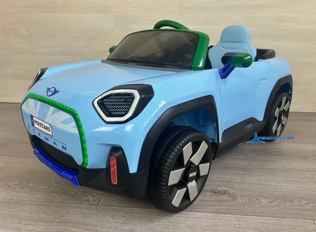Carro elétrico para crianças MINI ACEMAN 12V 2.4G, Rodas de borracha, assento em pele sintética Azul