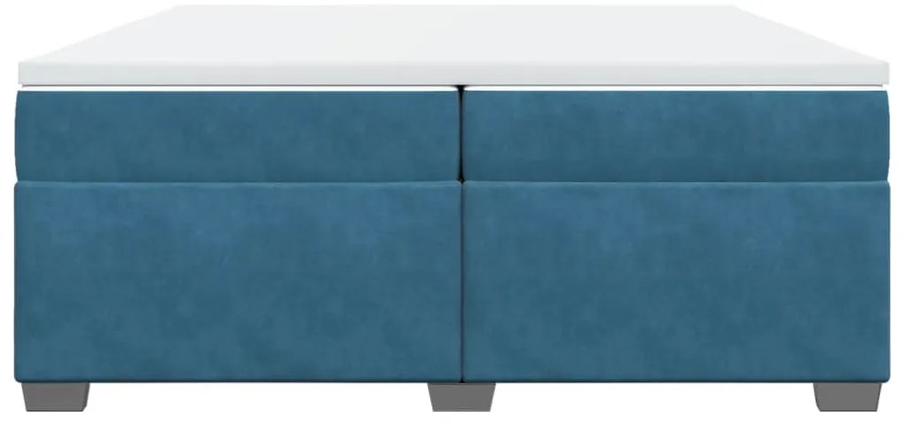 Cama com molas/colchão 200x200 cm veludo azul-escuro