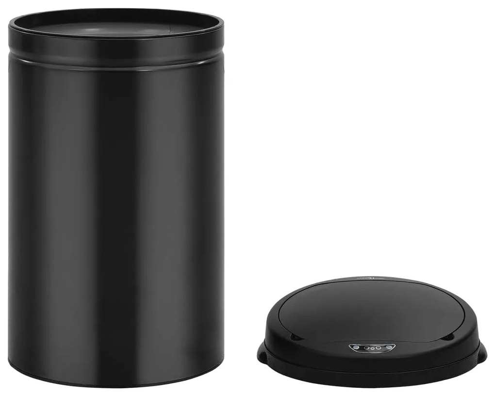 Caixote do lixo com sensor automático 40 L aço carbono preto