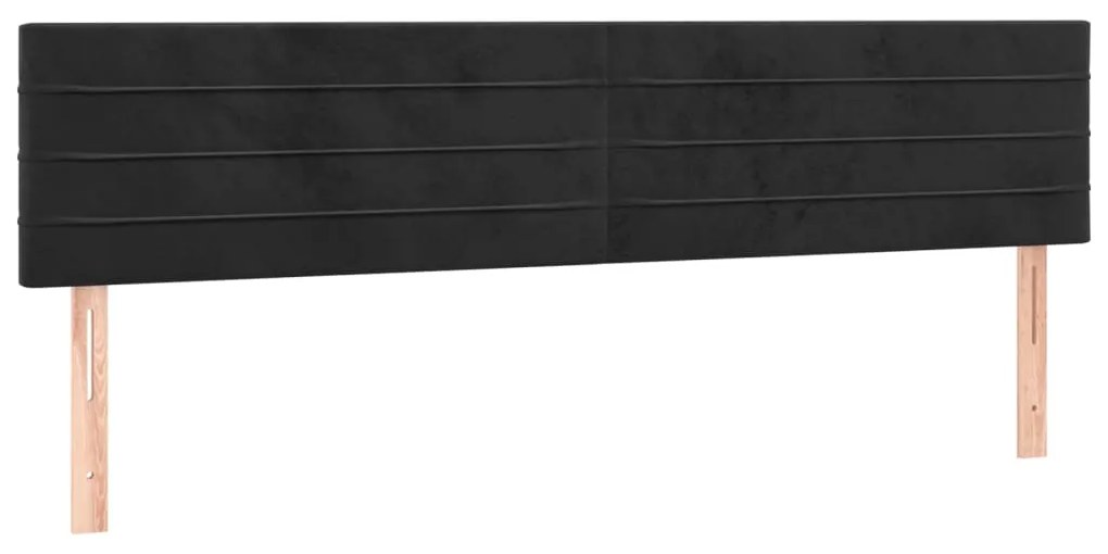 Cabeceira de cama c/ luzes LED veludo 160x5x78/88 cm preto