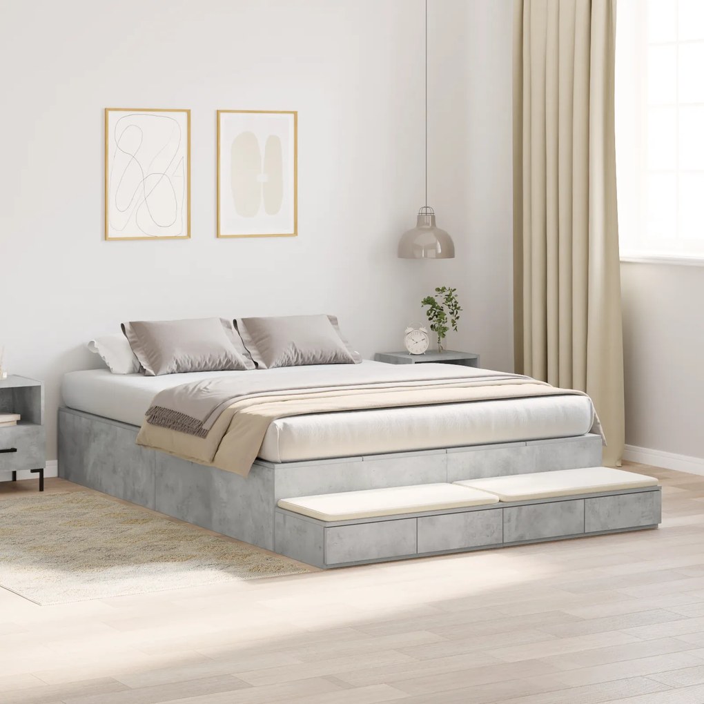 Estrado de Cama Cinza Concreto 150x200 cm