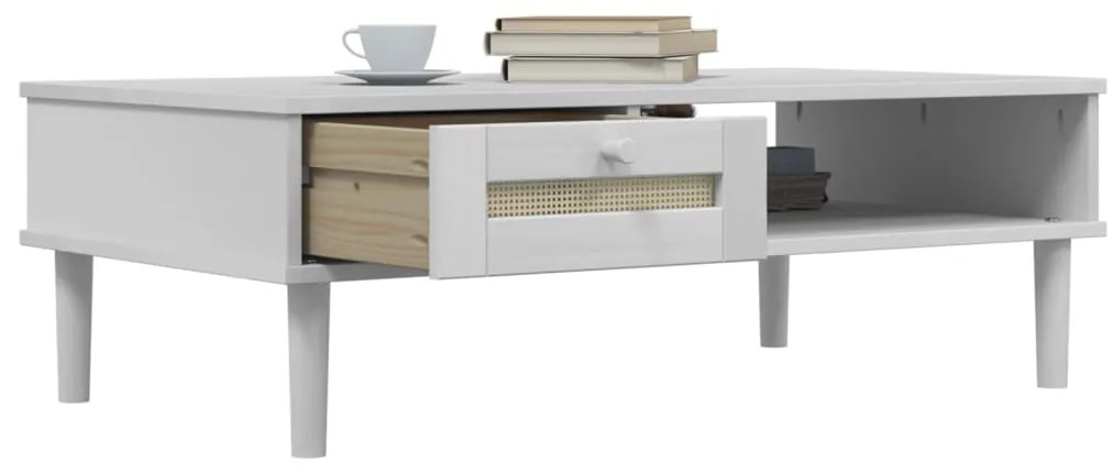 Mesa de centro SENJA 100x55x33 cm pinho maciço branco