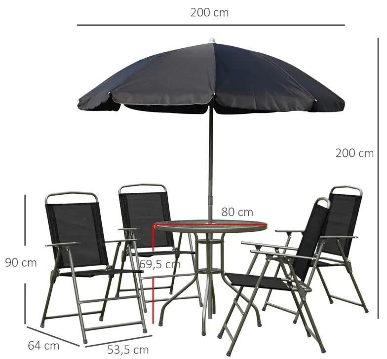 Conjunto de Refeição de Jardim Shilla - 4 Cadeiras, 1 Mesa e 1 Guarda