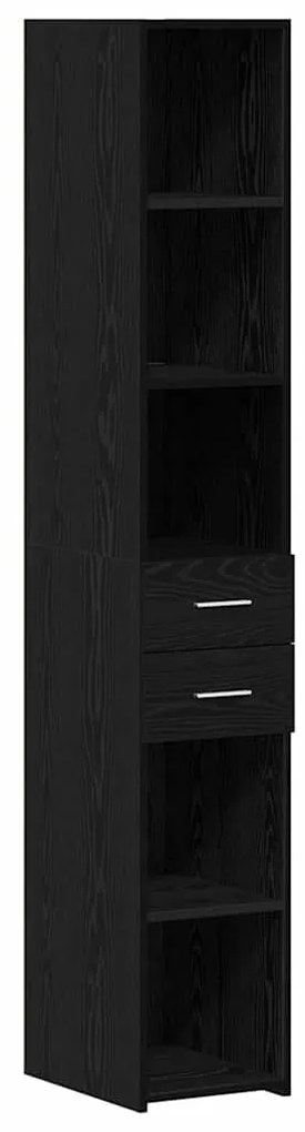 Highboard Preto Carvalho 30x42,5x185 cm Madeira de engenharia