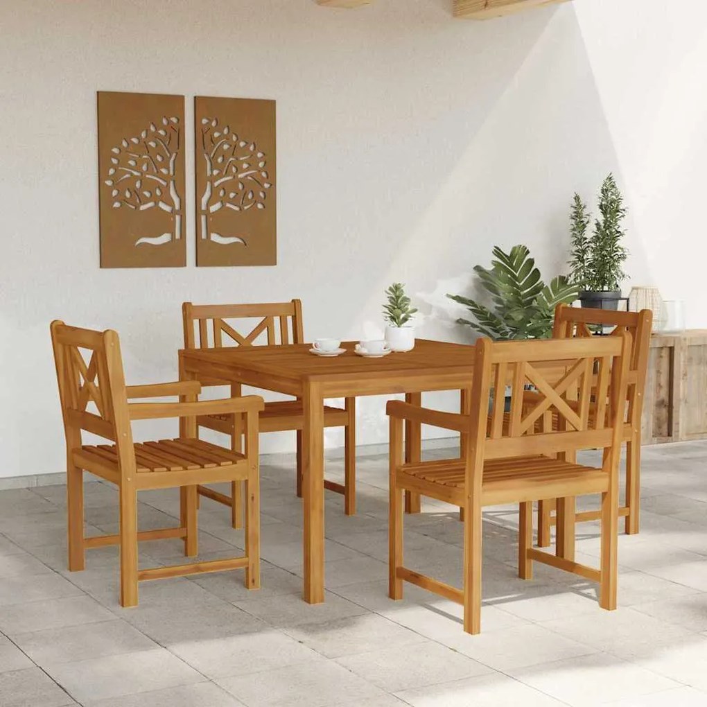 Conjunto de Jantar para o Jardim 5 Peças em Madeira de Acácia