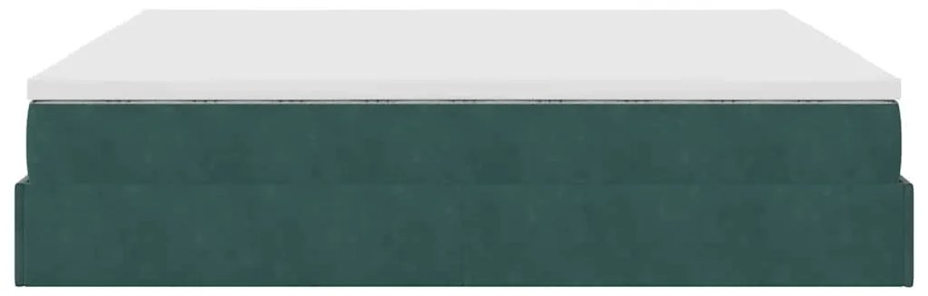 Estrutura de cama otomana com colchão 160x200 cm verde escuro