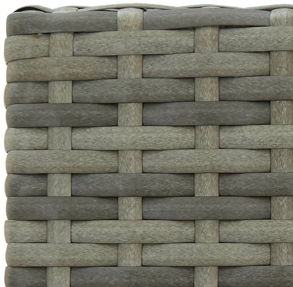 3 pcs conj, de bar exterior c/ apoio de braços vime PE cinzento