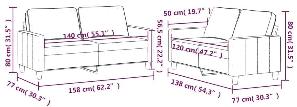 2 pcs conjunto de sofás com almofadões veludo cinzento-escuro