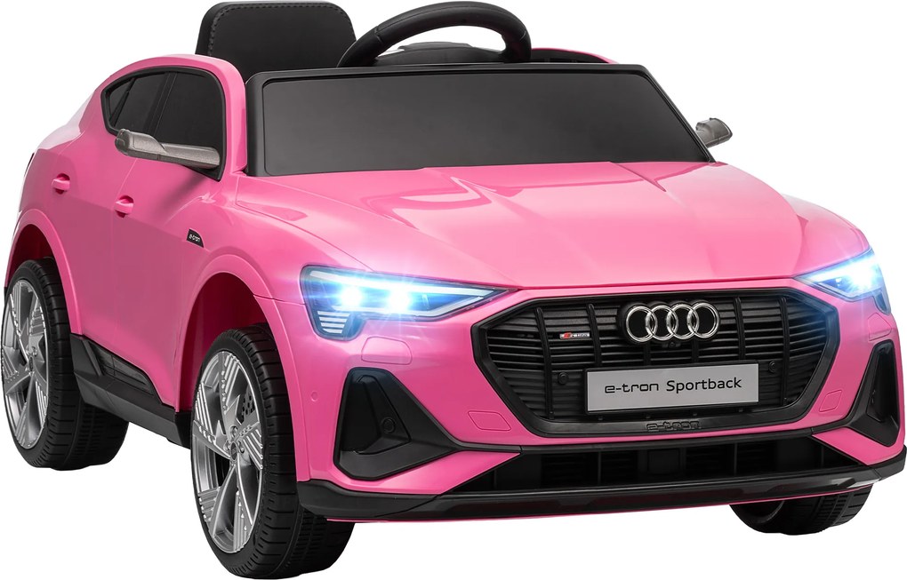 Carro Elétrico Audi E-Tron 12V com Faróis Buzina Música MP3 TF USB e Abertura da Porta 3-8km/h 108x60x47 cm Rosa