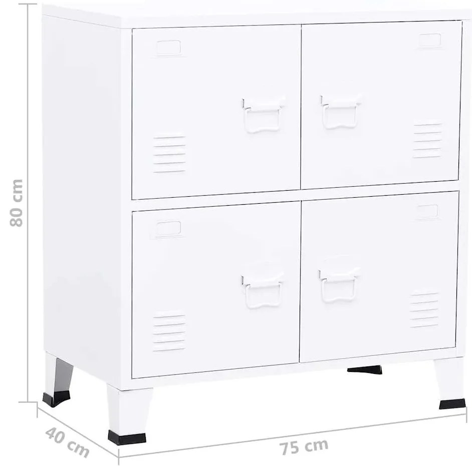 Aparador de arrumação industrial 75x40x80 cm aço branco