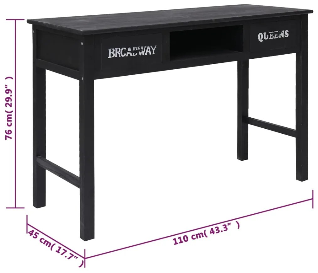 Mesa consola 110x45x76 cm madeira preto