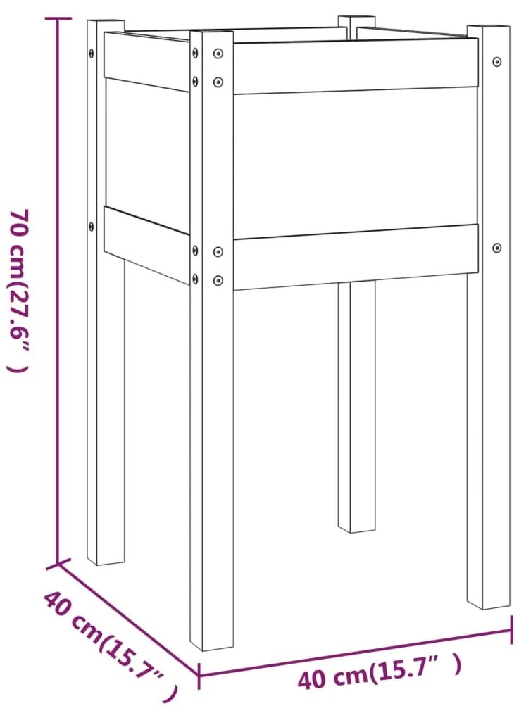 Vasos/floreiras de jardim 2 pcs 40x40x70 cm cm pinho maciço