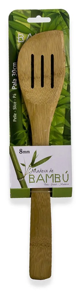 Espátula Curva Bambu com Ranhura 30CM