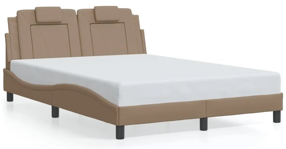 Estrutura cama c/ luzes LED 120x200 couro artificial cappuccino