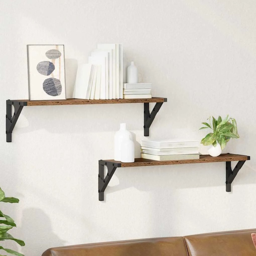 vidaXL Prateleiras de Parede 2 pcs Madeira Antiga 60 x 15 x 15,5 cm