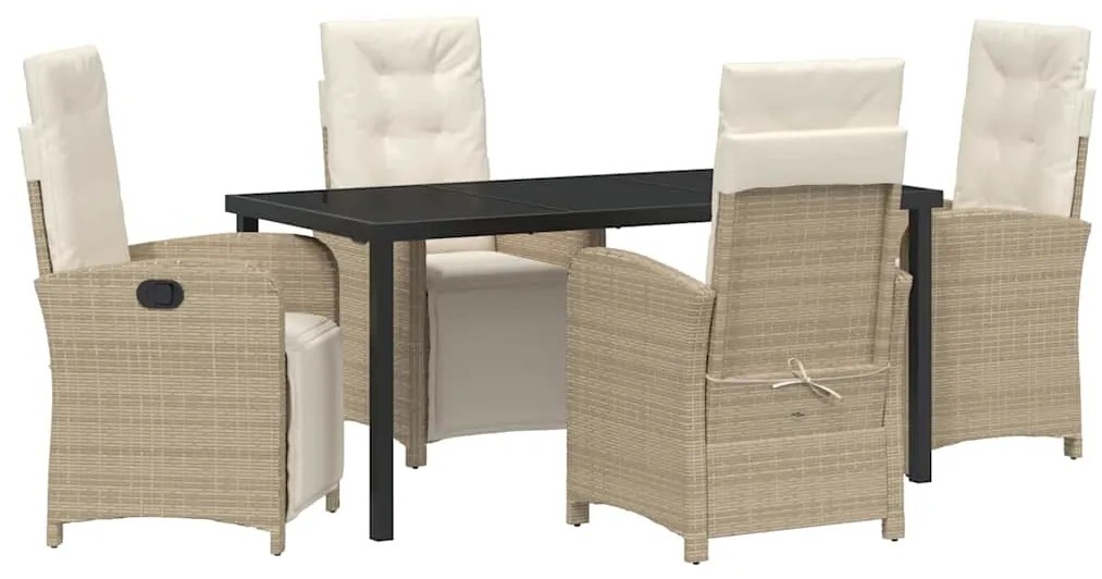 Conjunto de Jantar de Jardim 5 Peças com Almofadas Bege em Rattan Sint