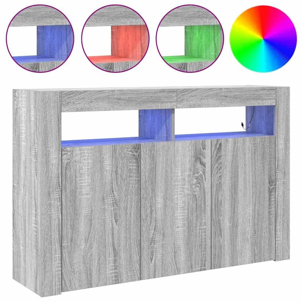 Sideboard Cinzento sonoma Madeira engenheirada 116 x 30 x 75 cm