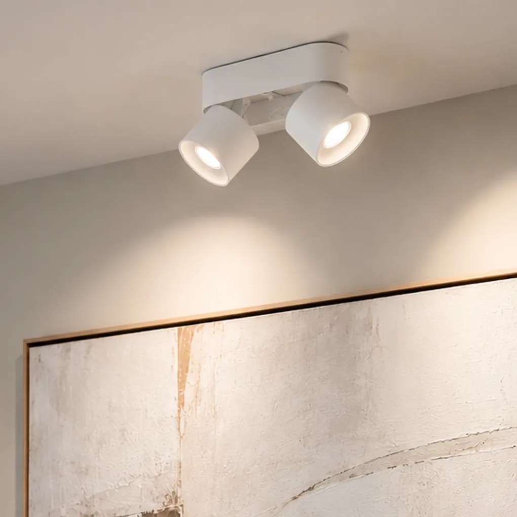 Foco de Superfície Moderno Branco GU10 50mm 2 Luzes Inclinável - Echo