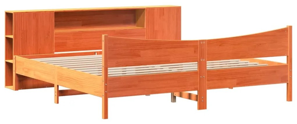 Cama sem colchão 200x200 cm pinho maciço castanho-mel