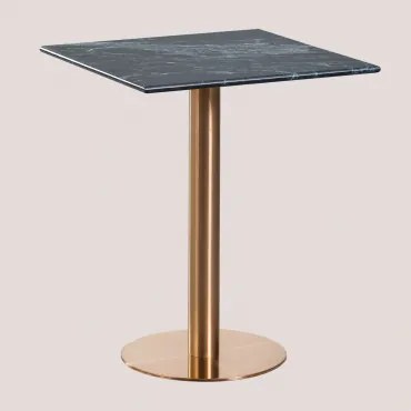 Square Cosmopolitan Marble Bar Table Mármore Verde Big Flower & ↔︎ 60 Cm & Oro Rosa - Sklum