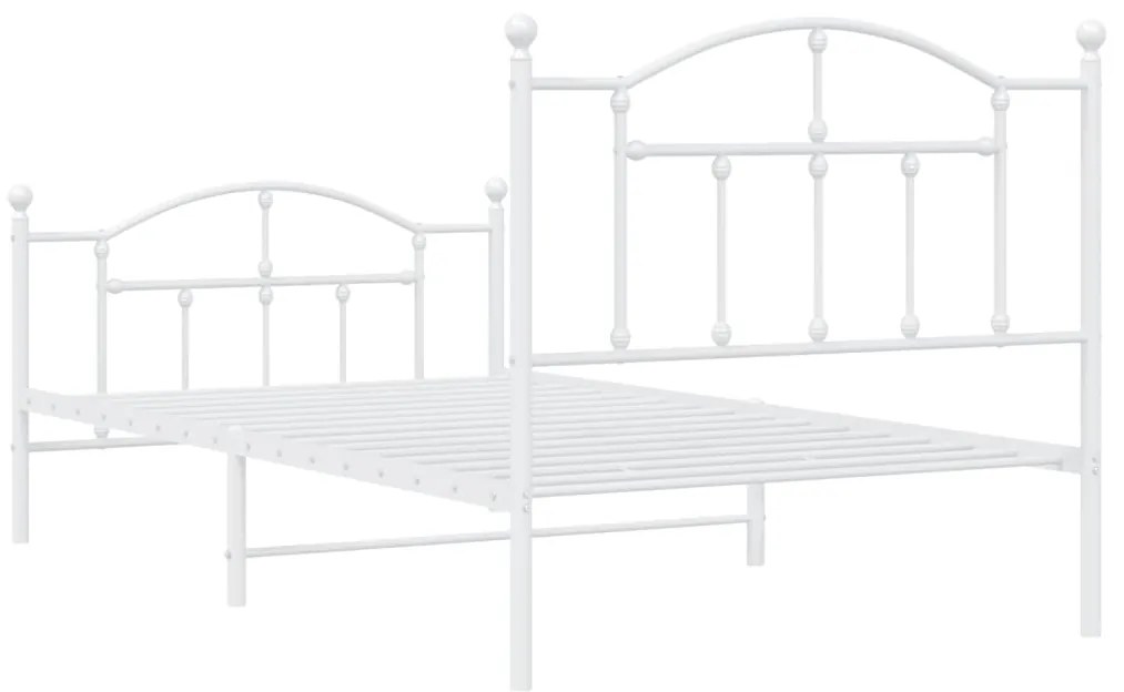 Estrutura de cama com cabeceira e pés 100x190 cm metal branco