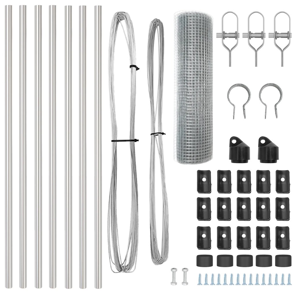 Conjunto de Postes de Cerca 2 Unidades Aço Galvanizado 10 x 0,5 m