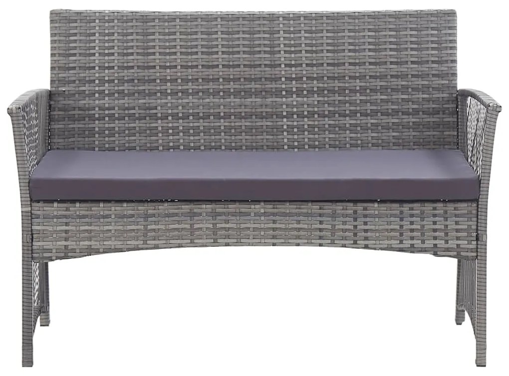 4 pcs conjunto lounge de jardim c/ almofadões vime PE antracite