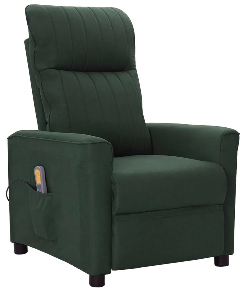 vidaXL Poltrona de massagens tecido verde-escuro