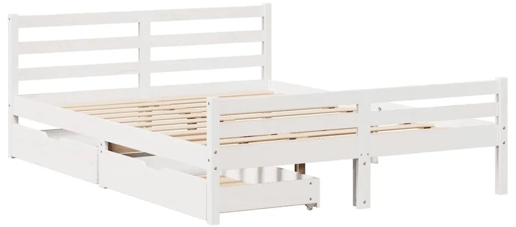 Cama sem colchão 135x190 cm madeira de pinho maciça branco
