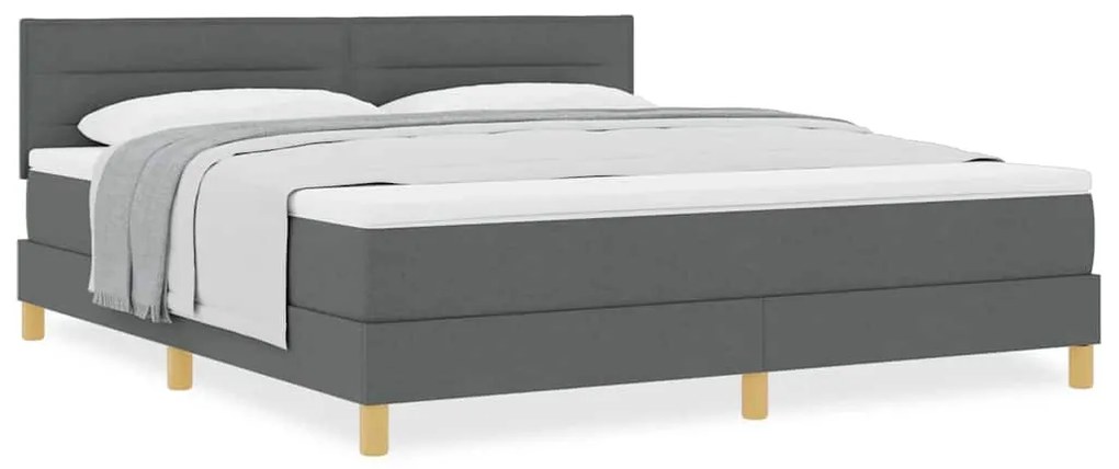 Cama Box com Colchão Cinza Escura 180x200 cm em Tecido