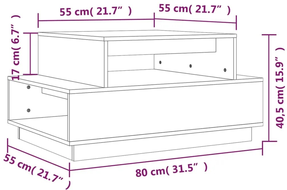 Mesa de centro 80x55x40,5 cm madeira pinho maciça castanho-mel