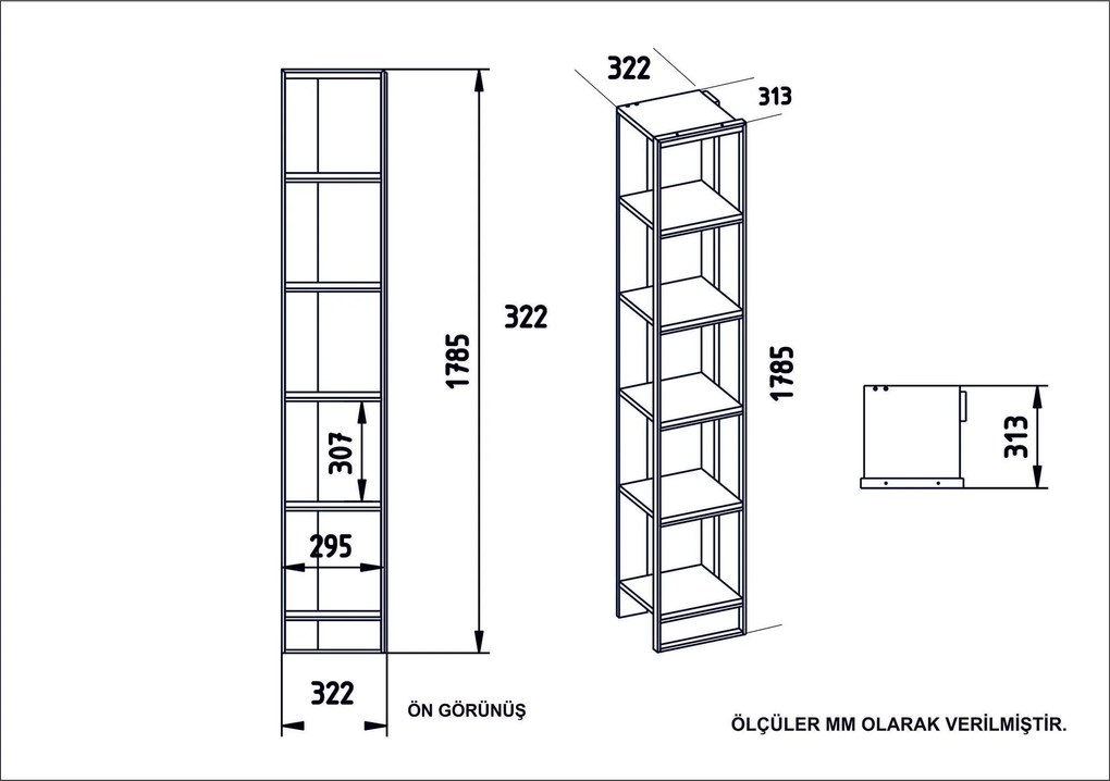 Estante Polka – Dourada e Preta – 32,2 x 178,5 x 31,3 cm