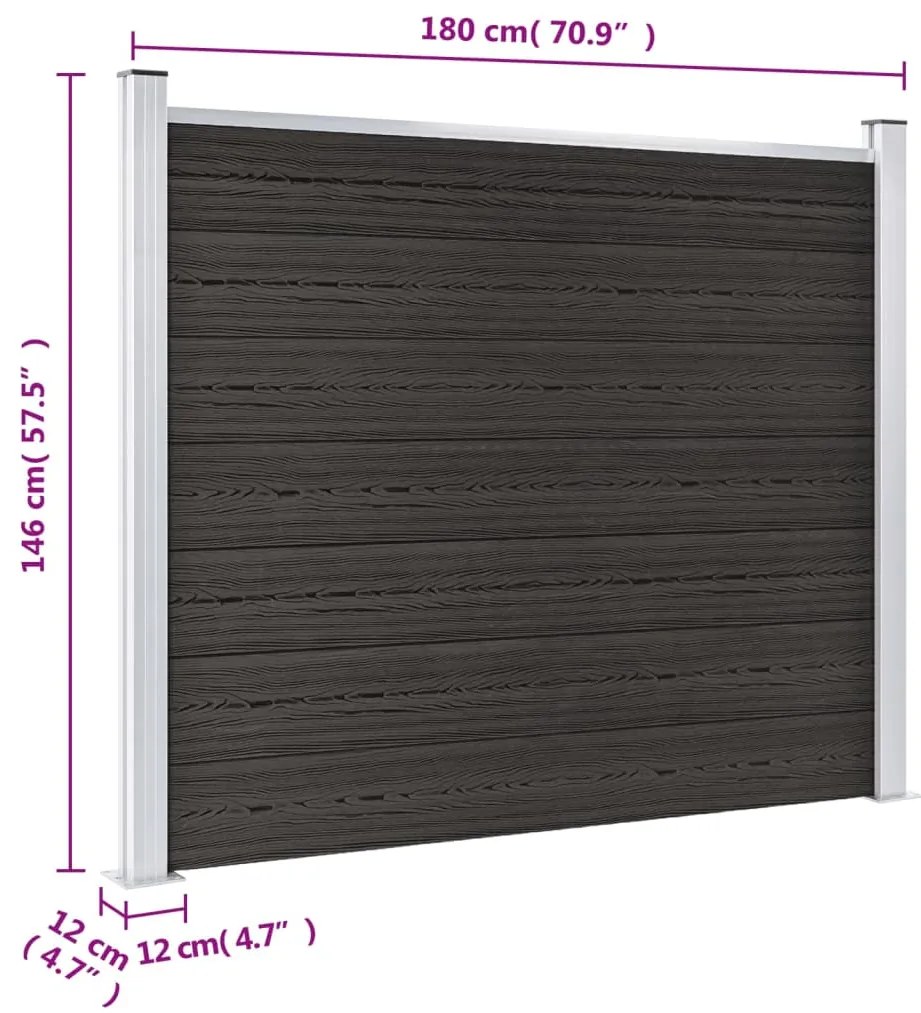Painel de cerca 180x146 cm WPC cinzento