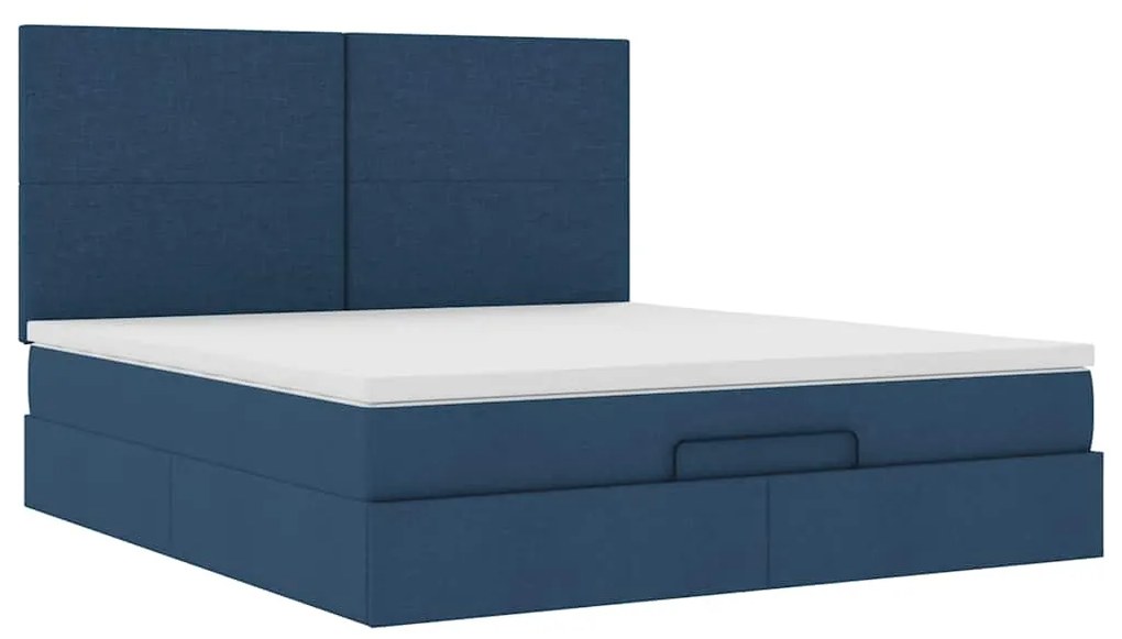 Estrutura de cama otomana vidaXL com tecido azul colchão 180x200cm